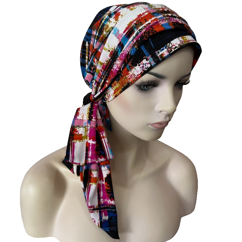 BOHO CHEMO HAT WITH ATTACHED LONG TIESAT HAT SHOW