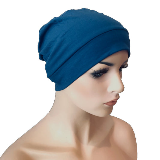 Bamboo Chemo Night Cap - Denim Blue