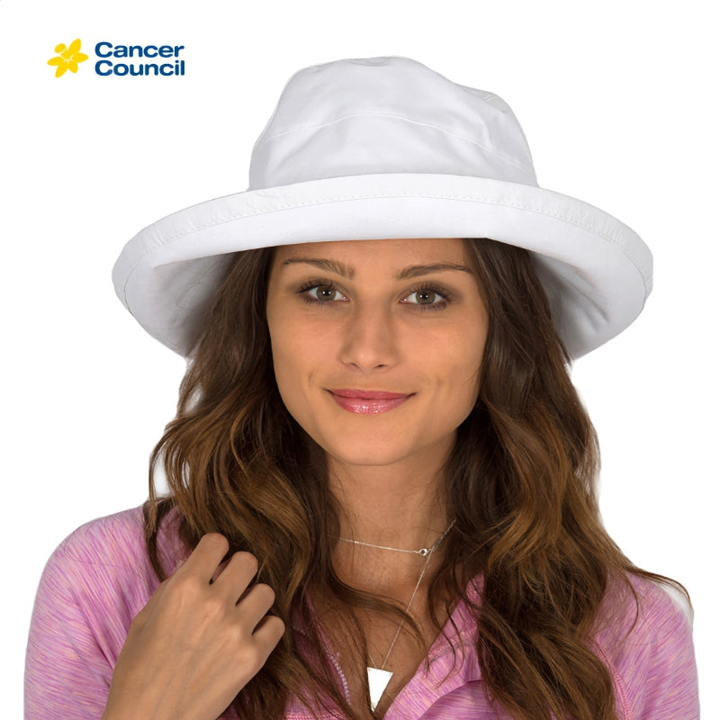CANCER COUNCIL SUN-SAFE HATS - ESSENTIAL TRAVELLER R52 WHITE 58CM M/L