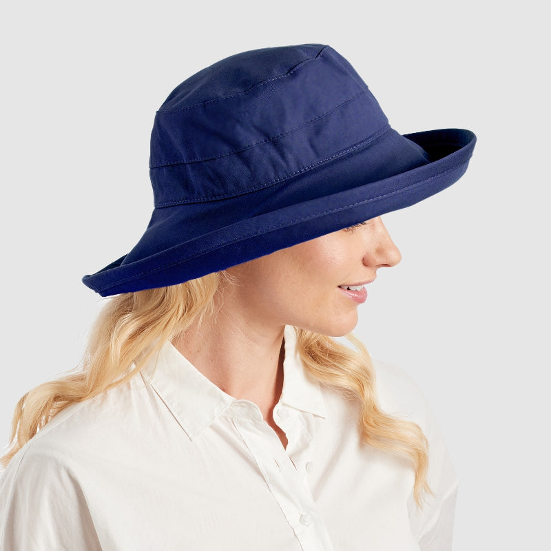 CANCER COUNCIL SUN SAFE HATS R52 NAVY ESSENTIAL TRAVELLER HAT M L Hat Show