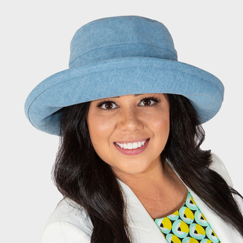CANCER COUNCIL SUN-SAFE HATS - R52 DENIM - ESSENTIAL TRAVELLER HAT M/L
