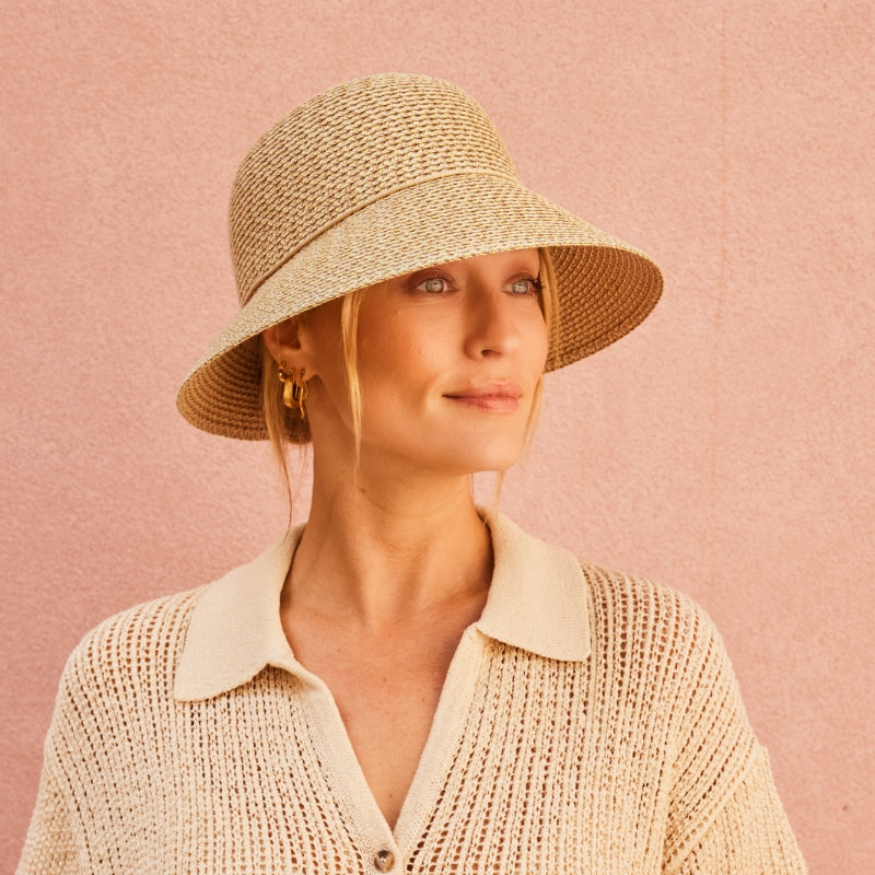 CANCER COUNCIL SUN-SAFE HATS - 32738 PL402 ORA BUCKET NATURAL M/L