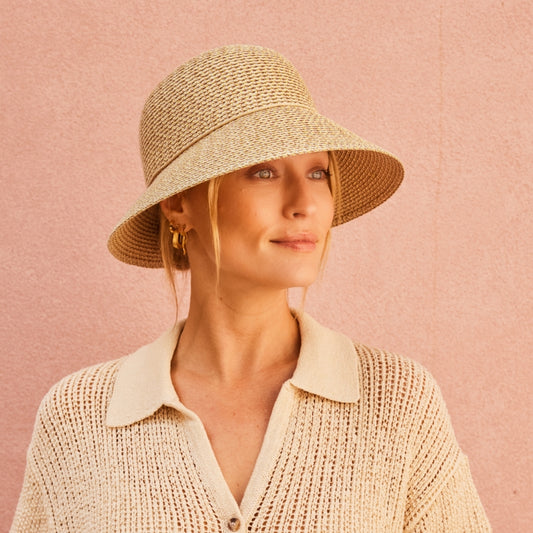 CANCER COUNCIL SUN-SAFE HATS - 32738 PL402 ORA BUCKET NATURAL M/L