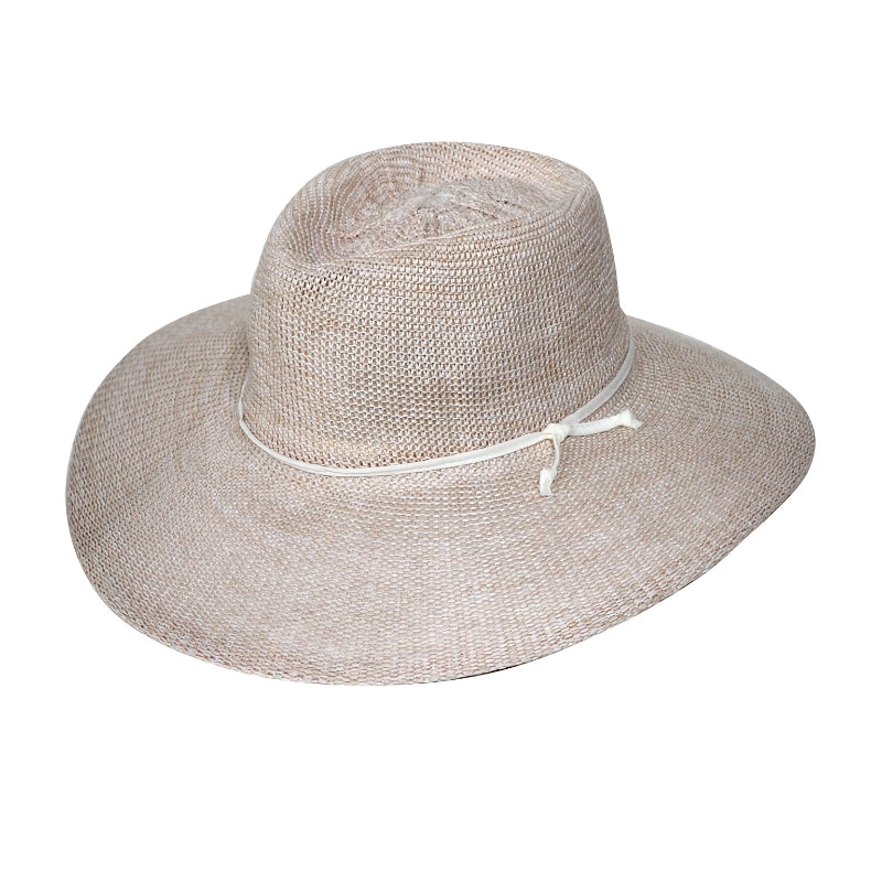 CANCER COUNCIL SUN-SAFE HATS - RL678 MARIE WIDE BRIM FEDORA 58CM - WHEAT