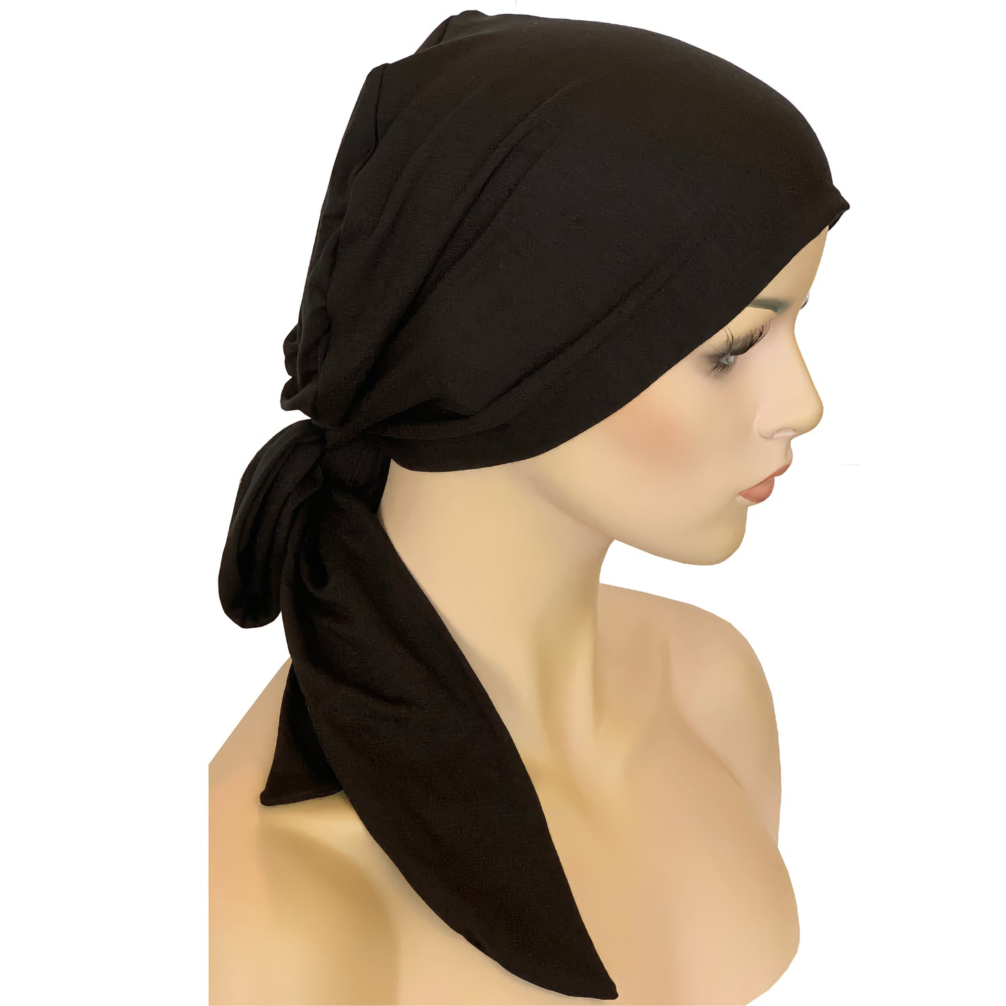 BO-HO STYLE Bamboo Chemo Cap with Attached Long Ties - Black