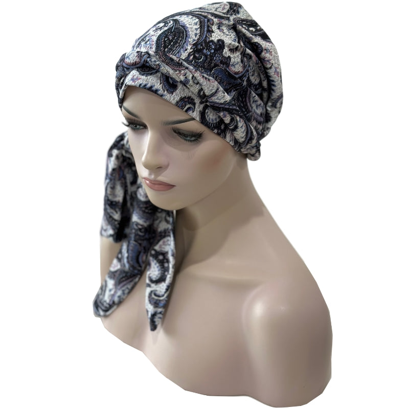 Chemo Cap with Attached Long Ties