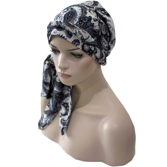 Chemo Cap with Attached Long Ties