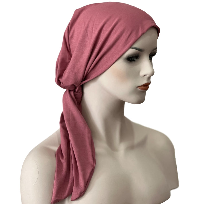 Bamboo Chemo Cap - Short Ties - Rose