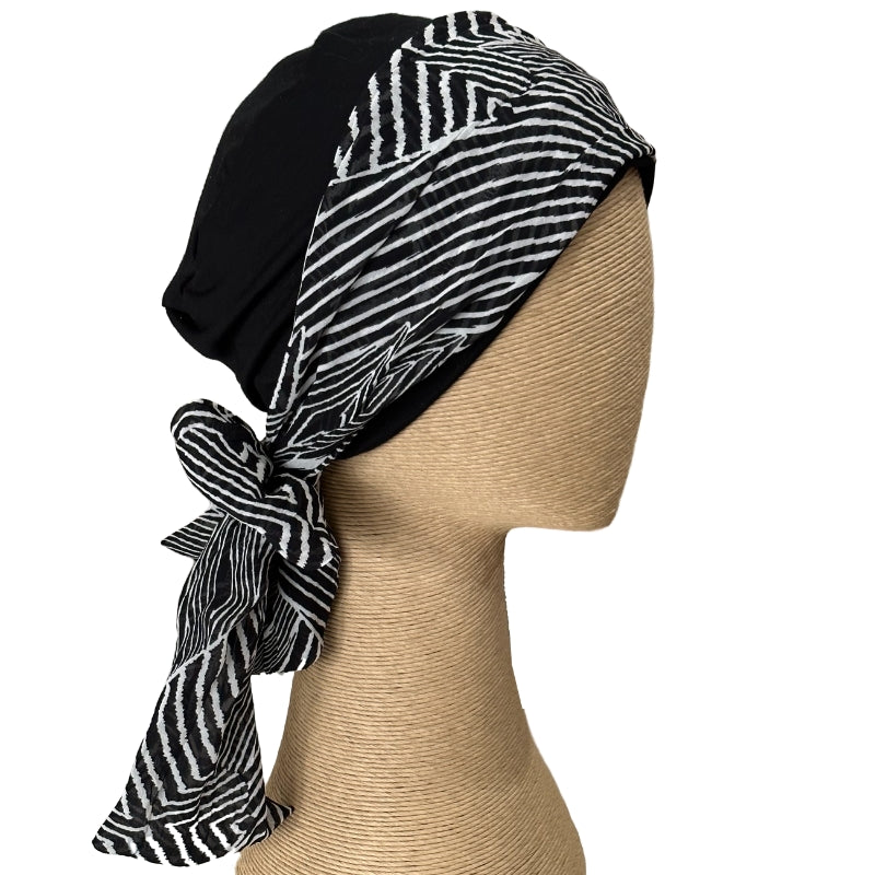 Donna Chemo Hat with Loop for Scarf - Bamboo - Black