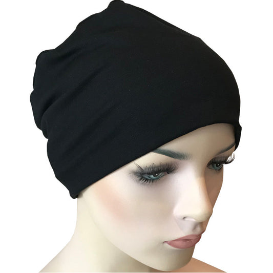 Donna Chemo Hat with Loop for Scarf - Bamboo - Black