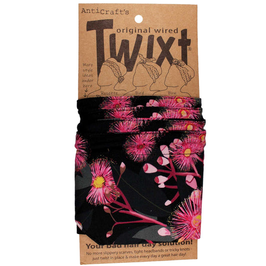 TWIXT Wired Head Wrap - Native Gum Blossoms on Black