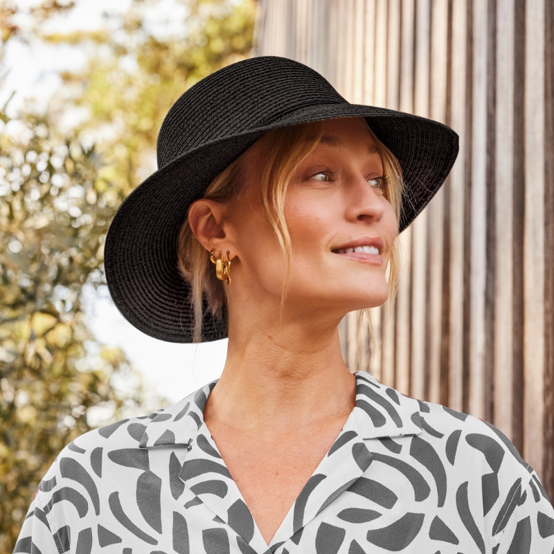 CANCER COUNCIL SUN-SAFE HATS - 32438 - RL604 LACEY BUCKET HATS - BLACK