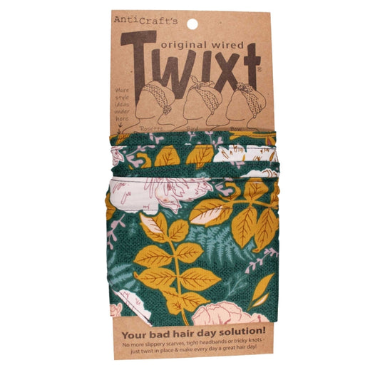 TWIXT Wired Head Wrap - GREEN & GOLD FLORAL