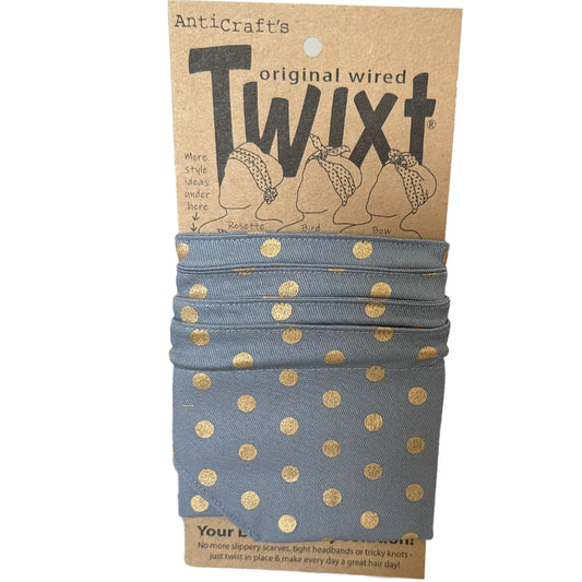 TWIXT Wired Head Wrap - Grey with Metallic Gold Spot