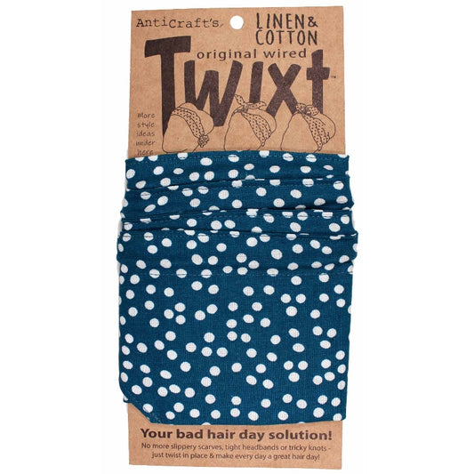 TWIXT Wired Head Wrap - Messy Dots on Peacock Blue