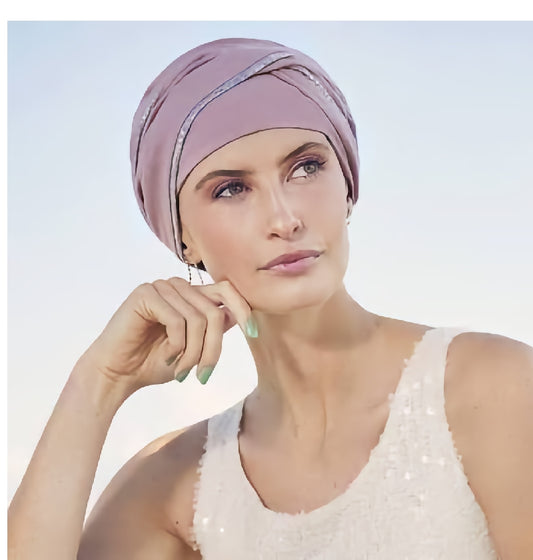 Christine - 7535 HOCV EMMY ROSE W/FOIL PIPING (OS) - VIVA EMMY TURBAN