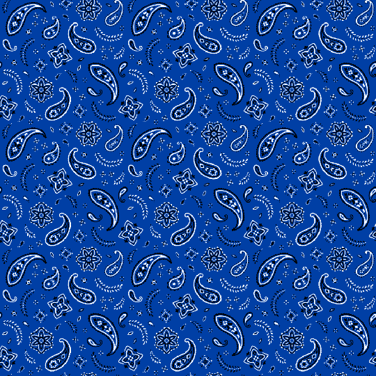 Bandana Scarf - Square - Double Sided - Royal Blue Floral Paisley