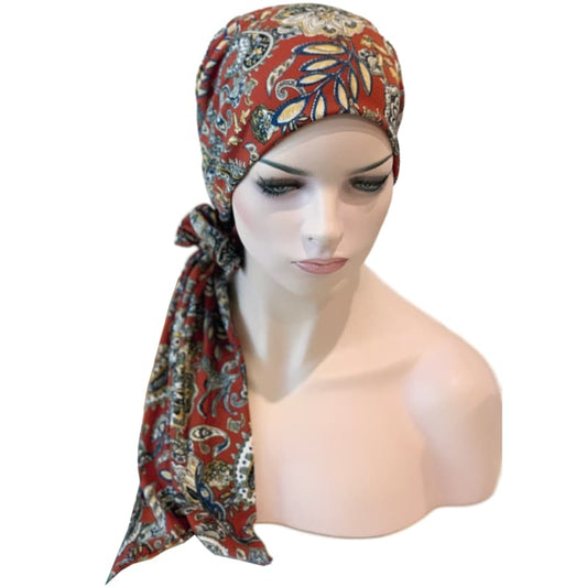 Chemo Cap with Short Ties and Matching Scrunchie