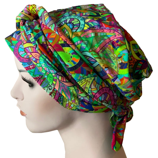 Chemo Cap with Attached Long Ties