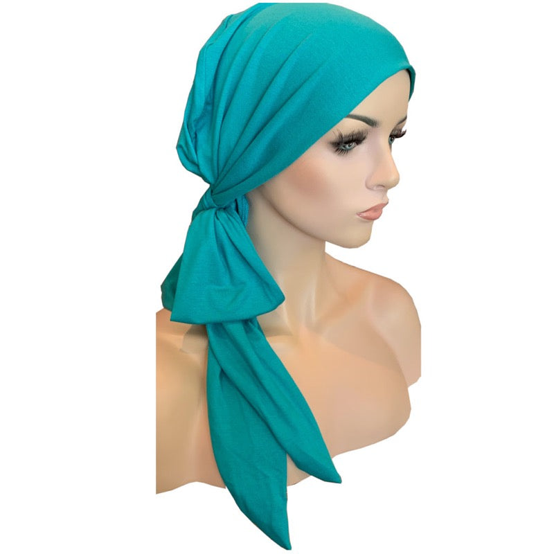 Chemo Cap with Ties  Jade Bamboo