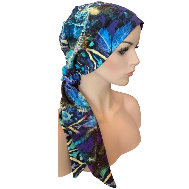 Cotton Cap with Short Ties & Scrunchie