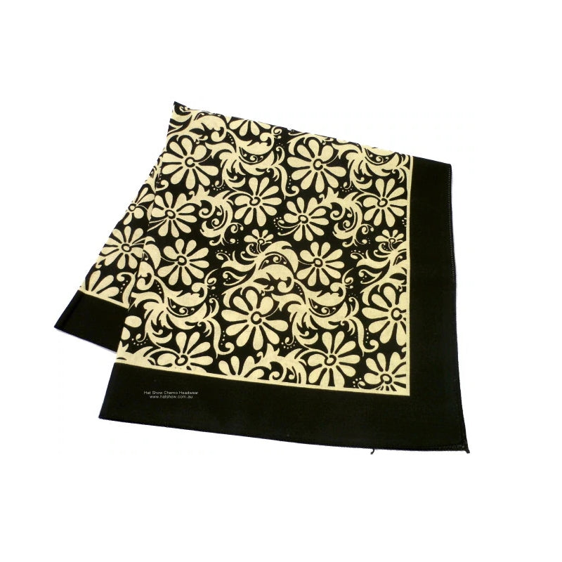 Square Bandana Black Beige Floral