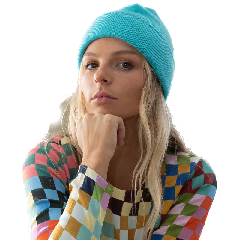 Autumn Daze - RL329 PLAIN KNITTED BEANIE M/L - TURQUOISE