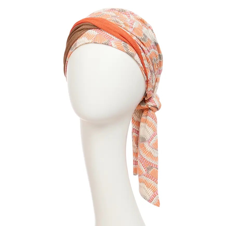Christine - 1419-4022 - BEATRICE TURBAN WITH RIBBONS - ORANGE ELEMENTS