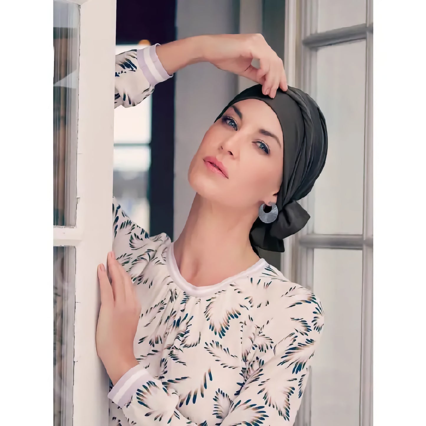 Christine - 1291-0769 - BEATRICE TURBAN WITH RIBBONS - STEEL GREY