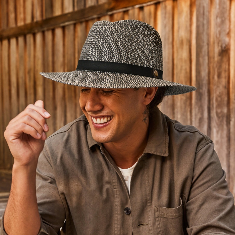 CANCER COUNCIL SUN-SAFE HATS - RM733 27748 GREY/BLACK - OUTBACK LIGHTWEIGHT FEDORA60CM (L/XL)