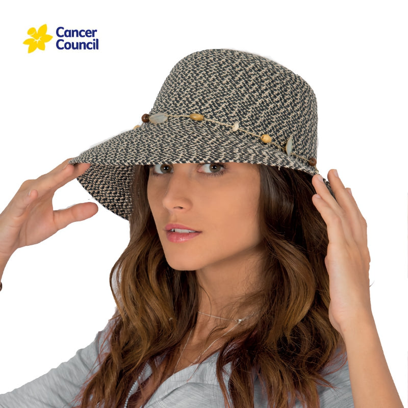 CANCER COUNCIL SUN-SAFE HATS - RL30 BOHEMIAN BUCKET HAT (M/L) CHARCOAL
