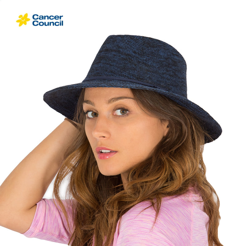 CANCER COUNCIL SUN-SAFE HATS - RL73 JACQUI MANNISH HAT MIXED NAVY