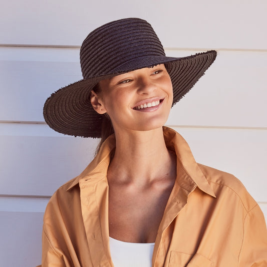 CANCER COUNCIL SUN-SAFE HATS - 32449  RL878 KAYLA CAPELINE BLACK