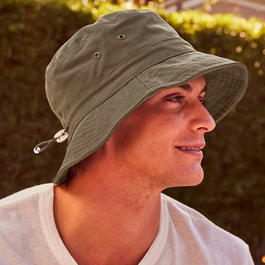 CANCER COUNCIL SUN-SAFE HATS -  32492 RG84 KHAKI GREEN (L/XL) 61cm JESTER BUCKET HAT