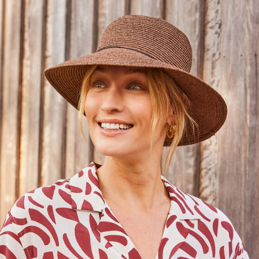 CANCER COUNCIL SUN-SAFE HATS - RL604 LACEY BUCKET HATS - CHOCOLATE