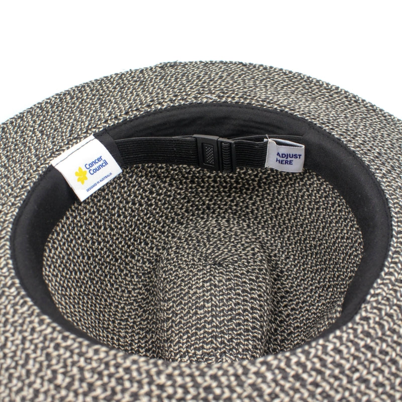 CANCER COUNCIL SUN-SAFE HATS - RM733 27748 GREY/BLACK - OUTBACK LIGHTWEIGHT FEDORA60CM (L/XL)