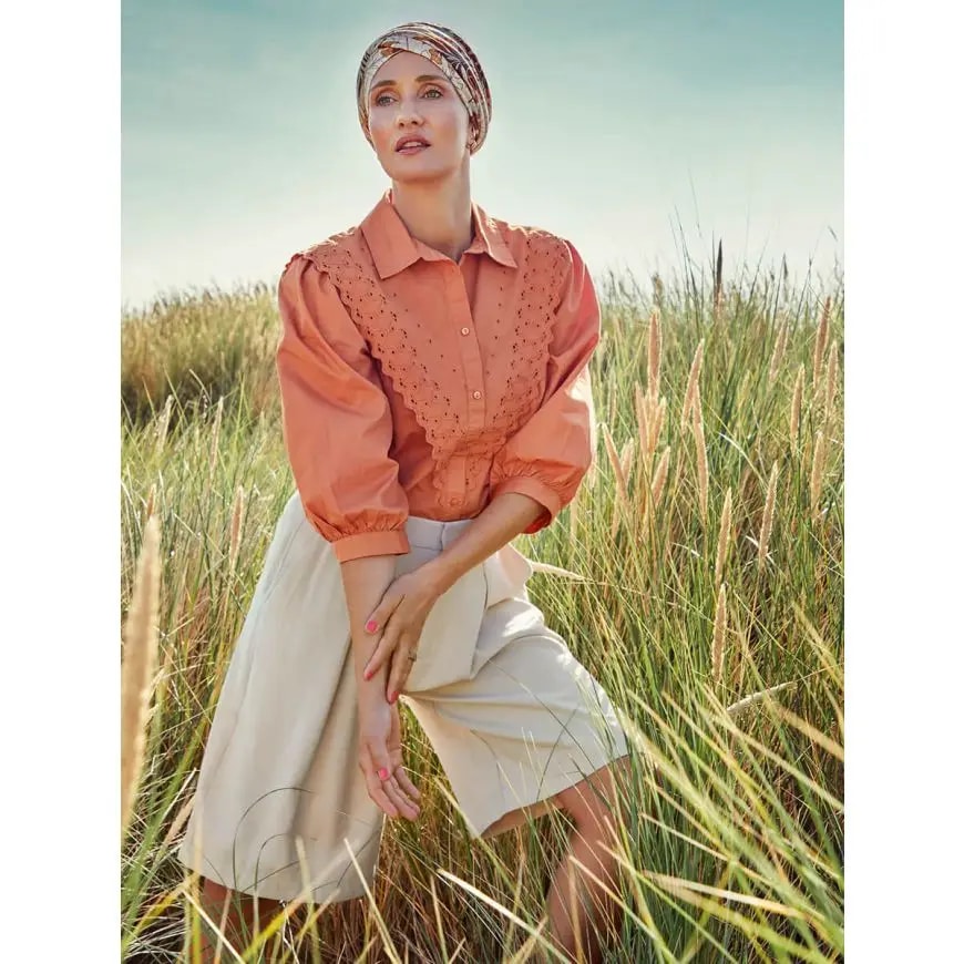 Christine Hoc Shakti Turban - 105793  1417 -  Linen - Beige Leaf