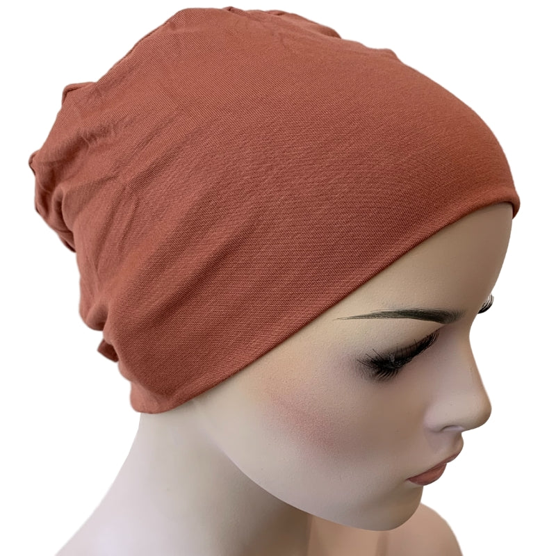 Donna Chemo Hat with Loop for Scarf - Bamboo - Copper Brown