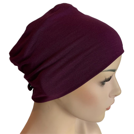 Donna Soft Chemo Hat with Loop for Scarf - Bamboo - PLUM