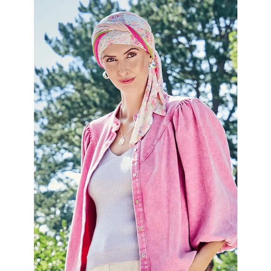 Christine - 1419-4023 - BEATRICE TURBAN WITH RIBBONS - CROCUS KALEIDOS