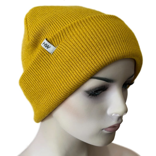 Knitted Beanies - UNISEX - Acrylic - YELLOW (ONE SIZE)