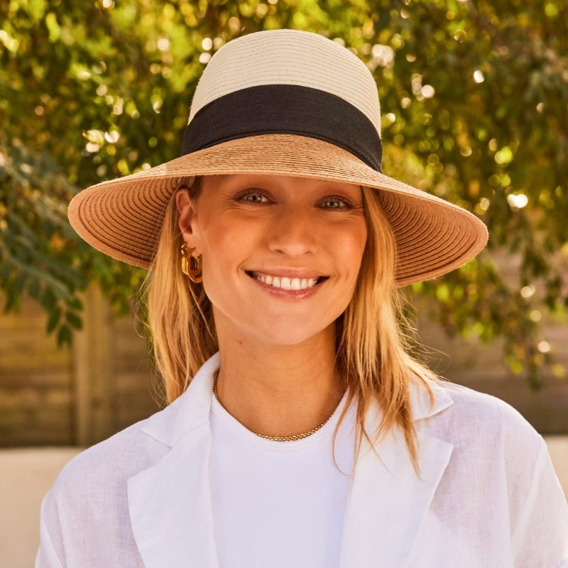 CANCER COUNCIL SUN-SAFE HATS - 32776 - RL853 IVORY/CAMEL 58CM (M/L) - SHIRLEY BUCKET