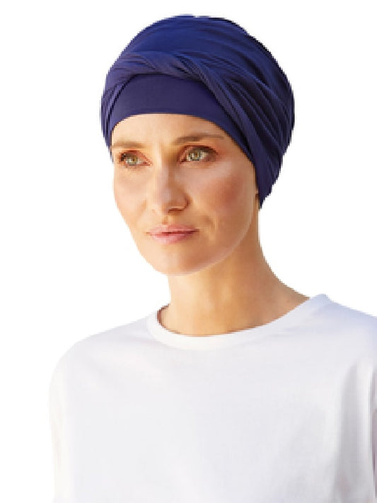 CHRISTINE SHAKTI TURBAN - DARK BLUE AT HAT SHOW