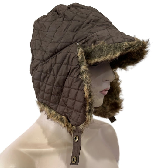 Trapper Hat - Faux Fur Lined - Brown (JA7210)