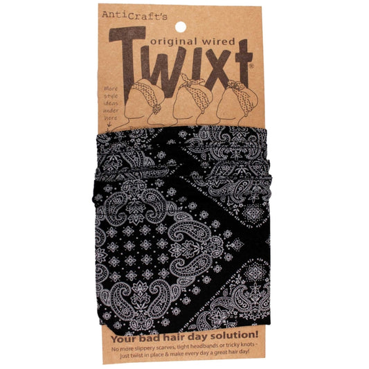 TWIXT Wired Head Wrap - Bandana Print on Black