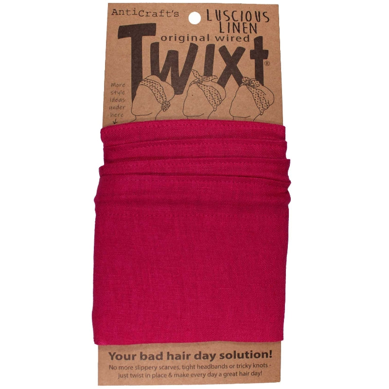 TWIXT Wired Head Wrap - PLAIN BRIGHT PINK LINEN