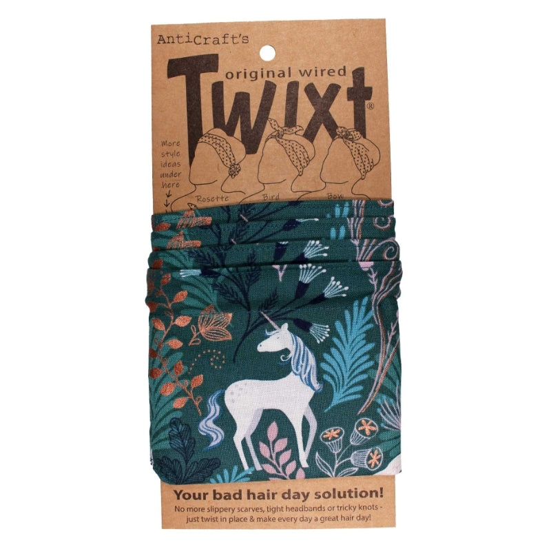 TWIXT Wired Headwrap - Unicorns on Teal