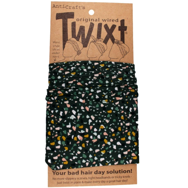 TWIXT Wired Head Wrap - Terrazzo on Dark Green