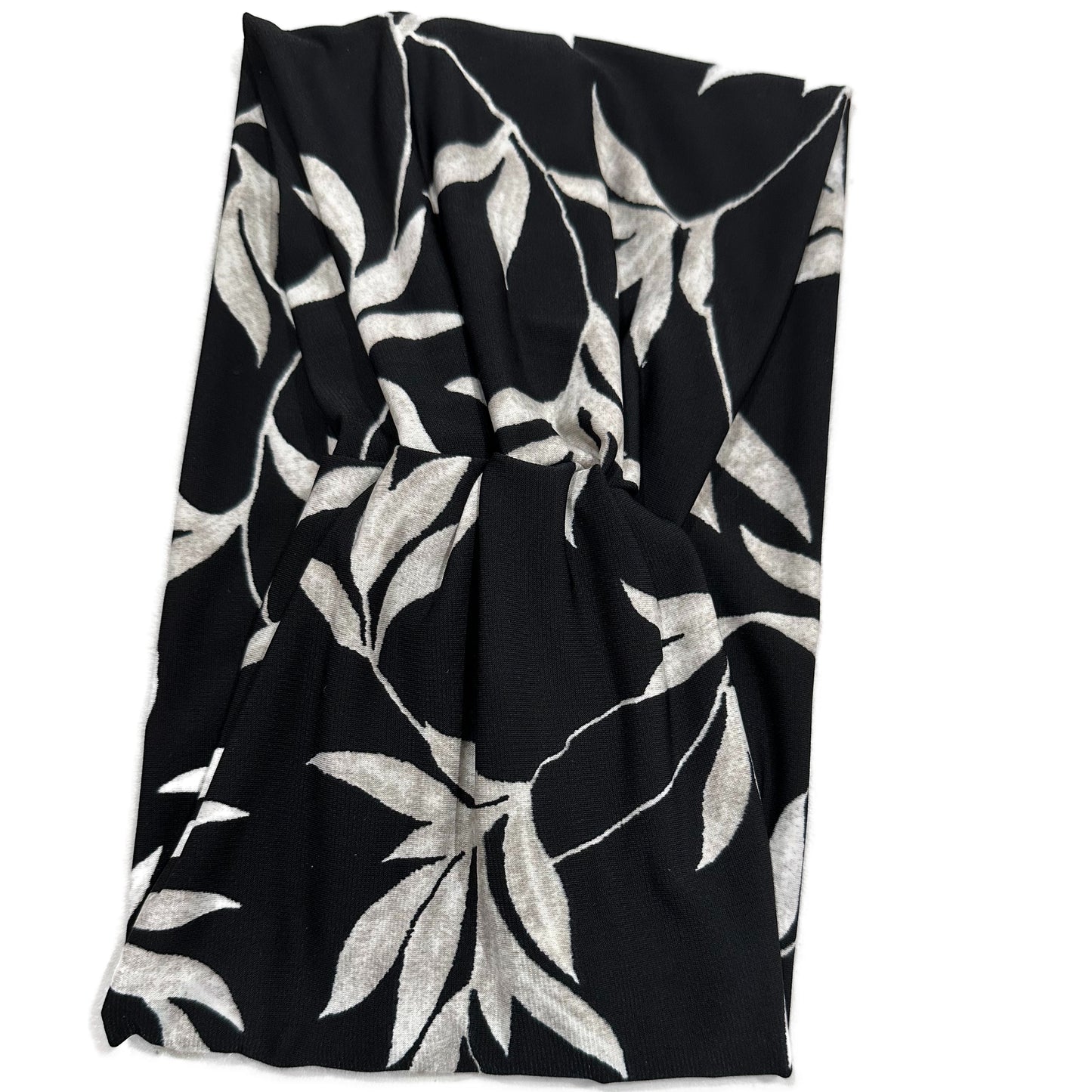 Donna Headband - White Fronds on Black