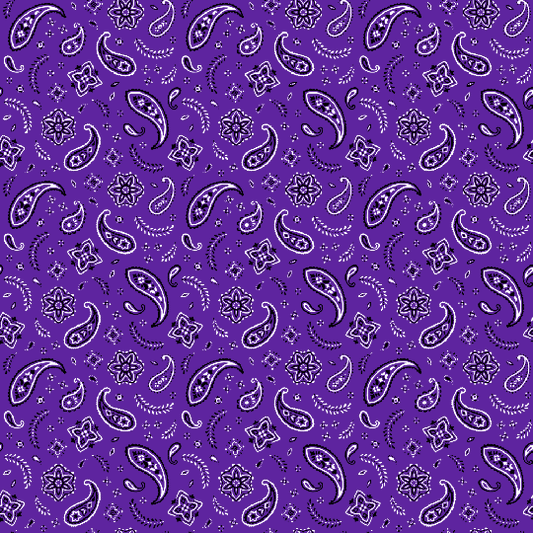 Bandana Scarf - Square - Double Sided - Purple Floral Paisley